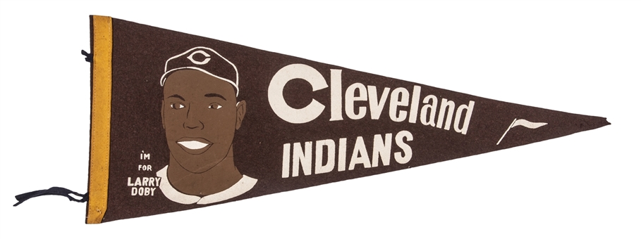 Circa 1950s Larry Doby Cleveland Indians Pennant